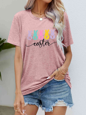 HAPPY EASTER Graphic Round Neck T-Shirt