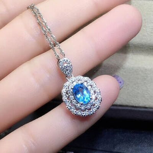 Silver-Plated Zircon Pendant Necklace
