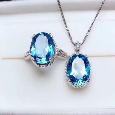 Silver-Plated Artificial Gemstone Pendant Necklace